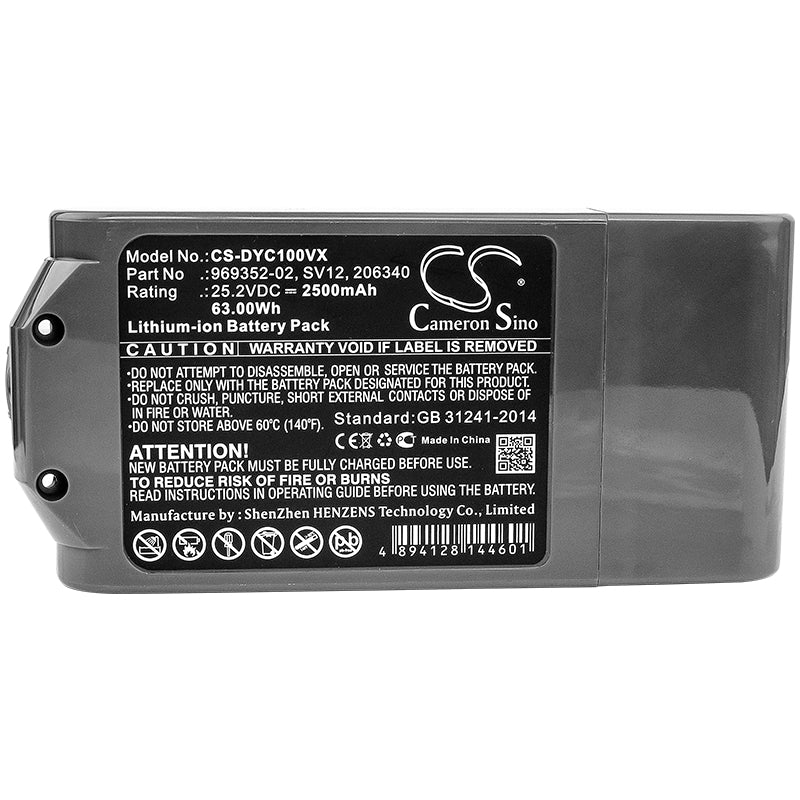 Dyson V10 replacement battery 25.2V 2500mAh Li-ion