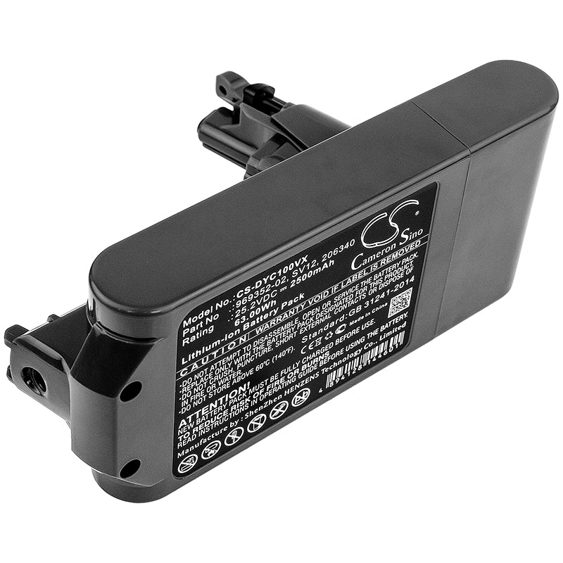 Dyson V10 replacement battery 25.2V 2500mAh Li-ion